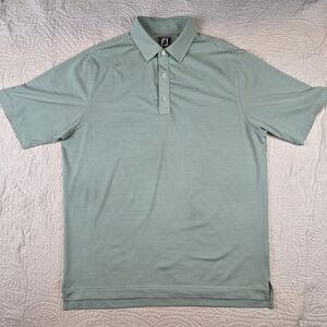 FootJoy Men's Polo XL Athletic Fit Green White Candy Stripe Polyester Spandex